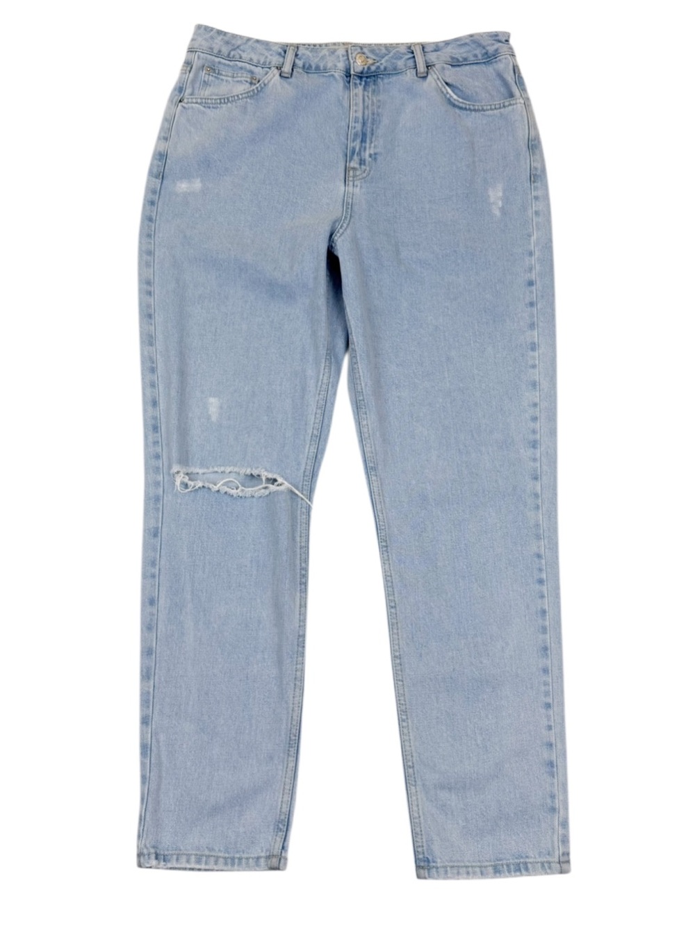 Topshop Moto Distressed Mom Jeans Blue Light Wash Size 34